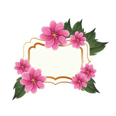 Poster - frame with flower and leafs isolated icon