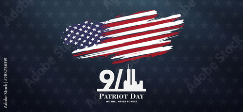 Cuadros en Lienzo patriot day background, September 11, we will never forget, united states flag p