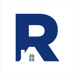 Wall Mural - Letter REI and home symbol. vector logo.