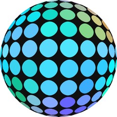 Sticker - Neon blue sphere 3d element isolated. Macro mosaic. Futuristic symbol design.