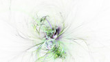 Fototapeta Kwiaty - Abstract transparent green crystal shapes. Fantasy light background. Digital fractal art. 3d rendering.