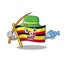 Sticker - Fishing flag uganda isolated in the cartoon