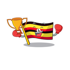 Sticker - Boxing winner uganda flag is kept cartoon drawer