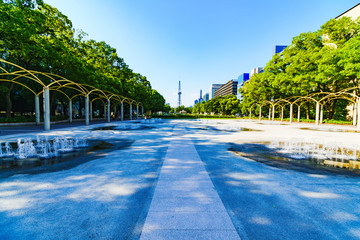 Wall Mural - Landscape of Nagoya TV tower in the background of summer blue sky in Aichi Japan