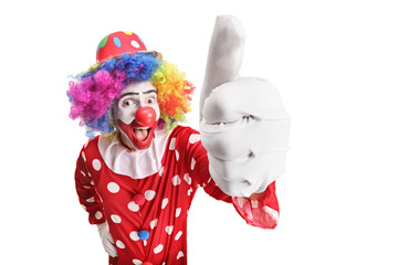 Poster - Cheerful funny clown showing a thumb up sign