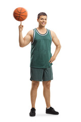 Poster - Basketball player standing and spinning a ball on a finger