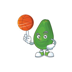 Canvas Print - with basketball avocado fruit character on white background