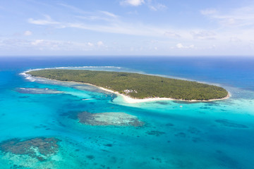 Wall Mural - Daco island, Philippines. Tropical island with palm trees and a white sandy beach. Philippine Islands, a top view.