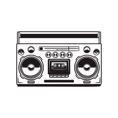 Wall Mural - boombox cassette players. Design element for poster, card, banner, flyer, emblem, sign. Vector illustration