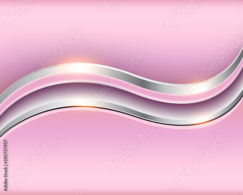 Abstract background silver pink, 3D vector illustration.