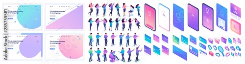 Fotomural Large Isometric set to create a landing page design