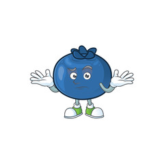 Wall Mural - Grinning cartoon funny blueberry fruit with mascot