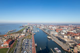 Fototapeta Londyn - aerial view of the city Bremerhaven in Germany