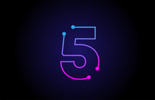 Number 5 Logo Icon Design In Pink Blue Colors