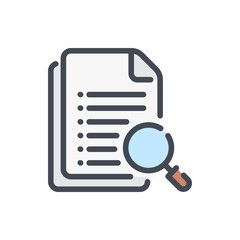 Poster - Document and File Search color line icon. Docs with magnifier vector outline colorful sign.