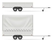 Small Car Trailer Side View Isolated On White Background. All Elements In The Groups On Separate Layers For Easy Editing And Recolor.