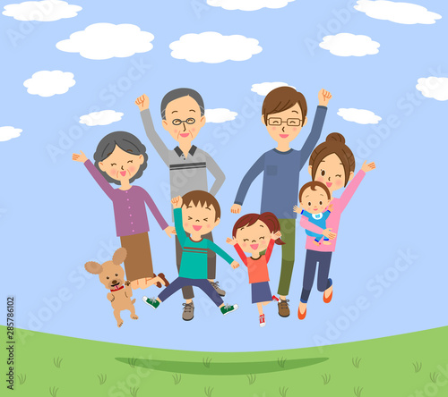 三世代家族 ジャンプ 04 Stock Vector Adobe Stock