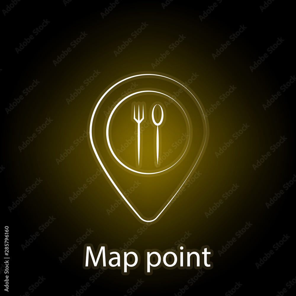 fast food map, pin line neon icon. Element of food illustration icon ...
