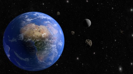 Wall Mural - an asteroid flies to the earth. 3d rendering