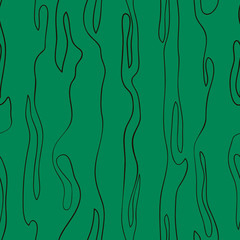 Wall Mural - Wavy line pattern. Black vertical wavy lines with a vertical direction on green background.