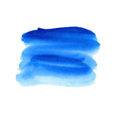 Poster - Watercolor deep blue brushstrokes and stains for text, hand drawn design element on white background