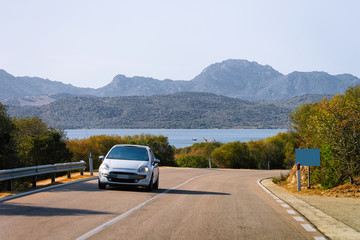 Canvas Print - Car in road at Porto Cervo in