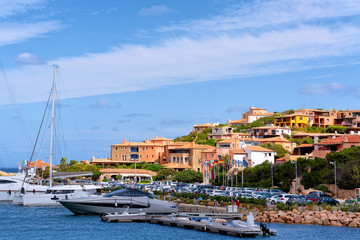 Wall Mural - Marina with luxury yachts near Mediterranean Sea in Porto Cervo