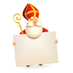 Saint Nicholas with board - isolated on white background