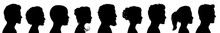 Group Young People. Profile Silhouette Faces Boys And Girls Set – For Stock
