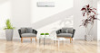 © 3DarcaStudio - large luxury modern bright interiors with air conditioning illustration 3D rendering