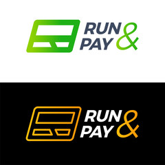 Fototapete - R Letter run and pay credit card logo Technology money Fashion Logotype Vector Icon