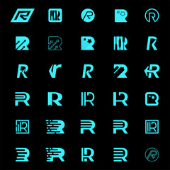 Fototapete - Set of vector letter r logo design template elements. Business logotype Set or collection