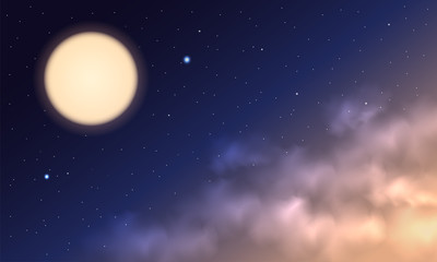 Wall Mural - night sky background. moon and star, cloud on night sky.