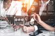 © InfiniteFlow - Big Data Technology for Business Finance Analytic Concept. Modern graphic interface shows massive information of business sale report, profit chart and stock market trends analysis on screen monitor.