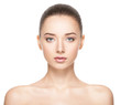 Leinwandbild Motiv Beautiful face of young woman with healthy clean skin
