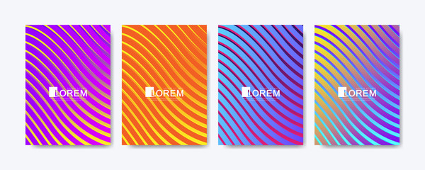 Poster - Abstract geometric pattern background with lines texture. Modern colorful abstract gradient pattern background for poster cover design web brochure leaflet flyer banner. Wave shapes bright gradient