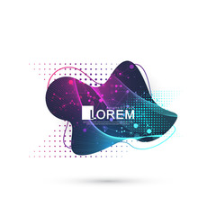 Poster - Modern abstract graphic design element with geometric lines and dots. Geometrical dynamic shape for your design. Scientific vector illustration