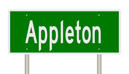 Wall Mural - Rendering of a green highway sign for Appleton Wisconsin