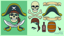Pirate Elements For Creating Mascot And Logo