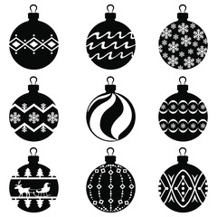 Poster - Vector illustrations of Christmas balls set