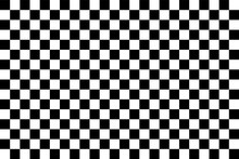 Sport Car Race Pattern. Chess Black White Seamless Background. Vector Texture