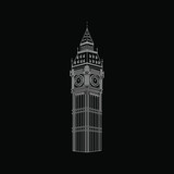Fototapeta Big Ben - Big Ben in London negative outline vector.