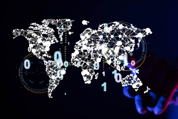 global network connection. world map point and line composition concept