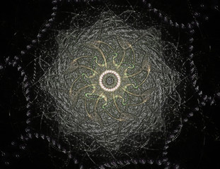 Poster - Abstract fractal background - computer-generated image. Digital art. Converging toward the center of the circles.