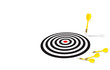 © kardd - Yellow dart miss out the target with many darts lay down on the white floor, do not miss the best oppotunity concept, great oppotunity do not come everyday do your best concept