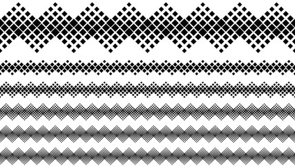 Poster - geometrical square pattern divider line set - black and white abstract vector design elements from d