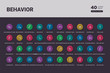 behavior concept 40 outline colorful round icons set