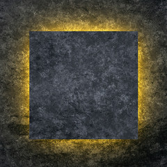 Wall Mural - background black square with yellow backlight