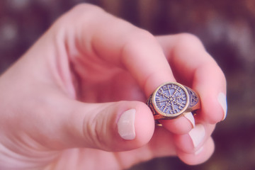 Ring with old Scandinavian runes 