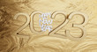 happy new year 2023 golden background bold letters 3d-illustration